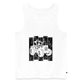 Bauer Retro Traktor Trecker Traktoren Bauernhof - Männer Premium Bio Tank Top - Weiß - Vorne - AI Model Male 178 light (178cm)