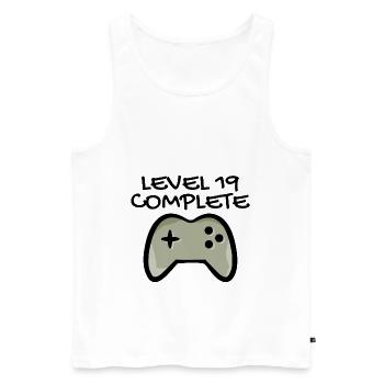 19 Birthday - Level 19 Complete - Gamer 19 years - Men's Premium Organic Tank Top - white - Front - AI Model Male 178 light (178cm)