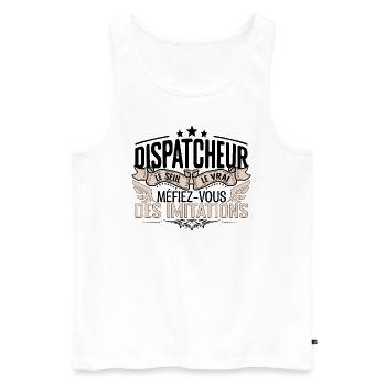 Dispatcheur cadeau Dispatcheur le vrai Dispatcher - Débardeur bio Premium Homme - blanc - Devant - Michal (187cm)