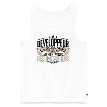 Développeur cadeau Développeur le vrai Développeur - Débardeur bio Premium Homme - blanc - Devant - Michal (187cm)