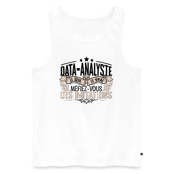 Data Analyste cadeau Data Analyste le vrai Data An - Débardeur bio Premium Homme - blanc - Devant - Michal (187cm)