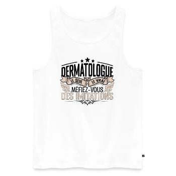Dermatologue cadeau Dermatologue le vrai Dermatolo - Débardeur bio Premium Homme - blanc - Devant - Michal (187cm)