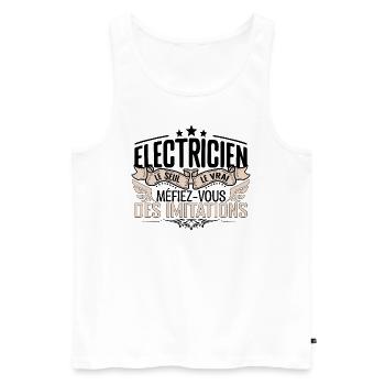 Électricien cadeau Électricien le vrai Électricien - Débardeur bio Premium Homme - blanc - Devant - Michal (187cm)