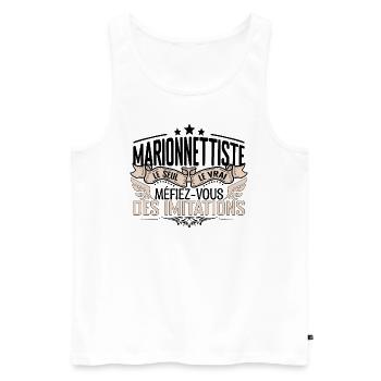 Marionnettiste cadeau Marionnettiste le vrai Mario - Débardeur bio Premium Homme - blanc - Devant - Michal (187cm)