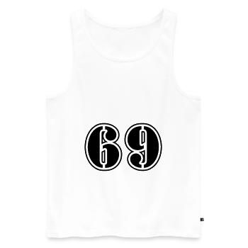 69 Zahl Symbol - Männer Premium Bio Tank Top - Weiß - Vorne - Michal (187cm)