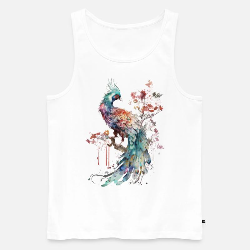 Vogel - Chinesischer Phönix - Männer Premium Bio Tank Top - Weiß