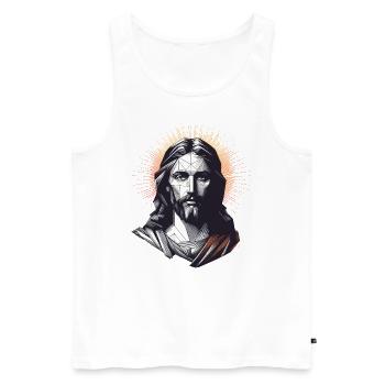 Jesus Vektor Polygon Christus Kopf Religion - Männer Premium Bio Tank Top - Weiß - Vorne - Michal (187cm)