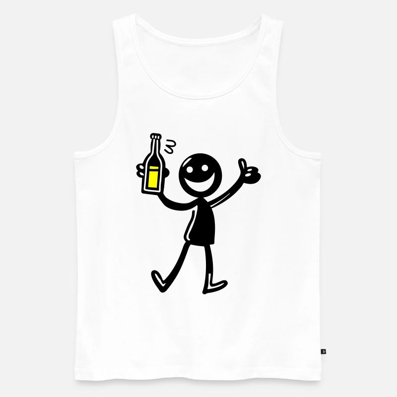 Drinking Comic Illustration Bier - Männer Premium Bio Tank Top - Weiß