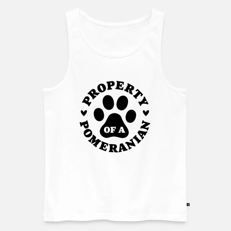 Eigentum eines Zwergspitzs - Männer Premium Bio Tank Top - Weiß