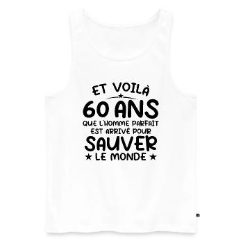 60 ans Cadeau anniversaire 60 ans Homme - Débardeur bio Premium Homme - blanc - Devant - Michal (187cm)