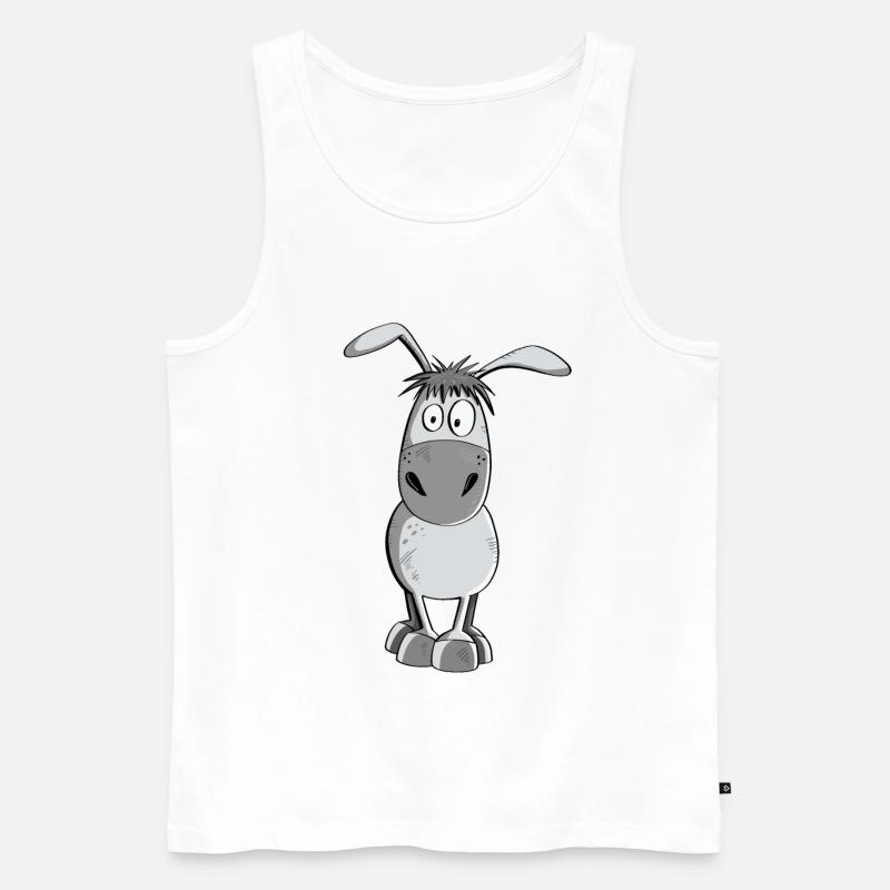 Witziger Grauer Esel - Tiere - Comic - Männer Premium Bio Tank Top - Weiß
