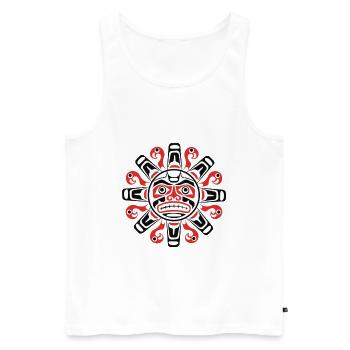 Tribal Sonnenmasken Emblem Maori - Männer Premium Bio Tank Top - Weiß - Vorne - Michal (187cm)