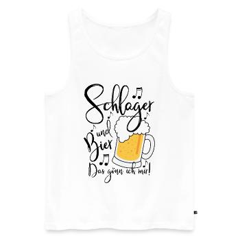 Schlager und Bier Das gönn ich mir  - Männer Premium Bio Tank Top - Weiß - Vorne - Michal (187cm)