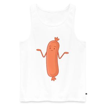 Bockwurst Wurst Achselzucken Wurscht Wurst Egal - Männer Premium Bio Tank Top - Weiß - Vorne - Michal (187cm)