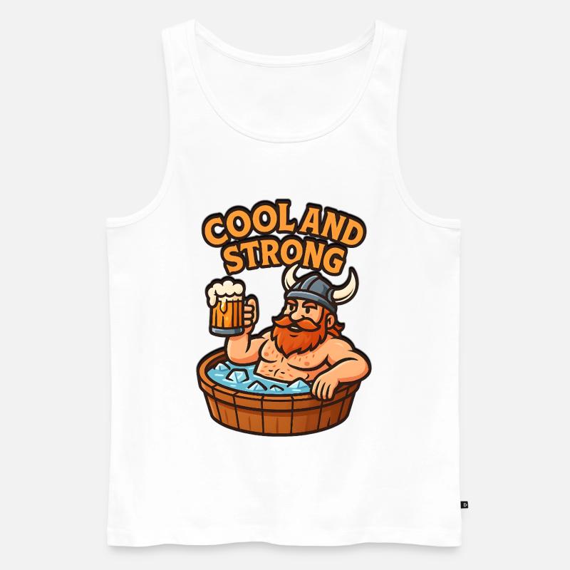 Cool und Starker Wikinger Eisbaden - Männer Premium Bio Tank Top - Weiß