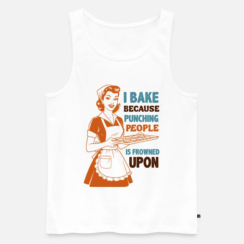 Backenwitz Retro Kitchen Saying: Baking instead of beating - Men's Premium Organic Tank Top - white