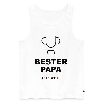 Bester Papa der Welt Trophäe - Männer Premium Bio Tank Top - Weiß - Vorne - Michal (187cm)
