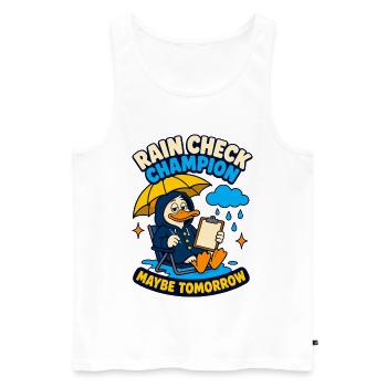Rain Check Champion – Vielleicht morgen - Männer Premium Bio Tank Top - Weiß - Vorne - Michal (187cm)