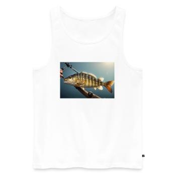 Großer Barsch Fisch am Haken - Männer Premium Bio Tank Top - Weiß - Vorne - Michal (187cm)
