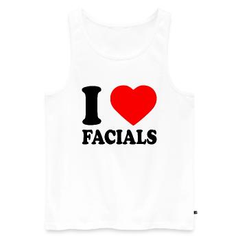 I love facials - Débardeur bio Premium Homme - blanc - Devant - AI Model Male 178 light (178cm)