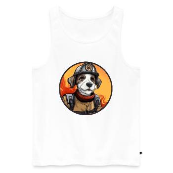 Chien de pompier - Débardeur bio Premium Homme - blanc - Devant - AI Model Male 178 light (178cm)