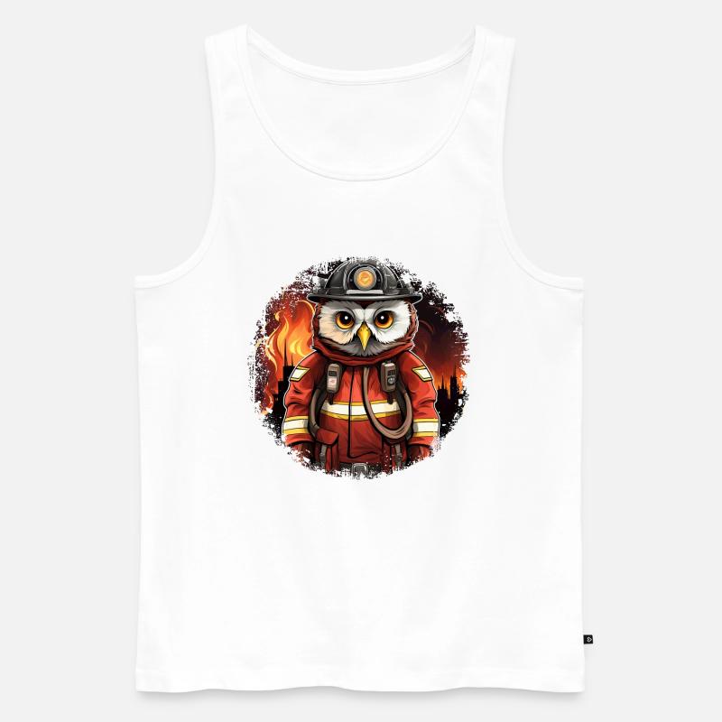 Feuerwehrfrau Eule - Männer Premium Bio Tank Top - Weiß