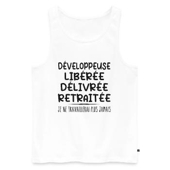 Developer celebrates retirement with humour - Men's Premium Organic Tank Top - white - Front - AI Model Male 178 light (178cm)