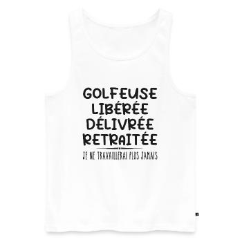 Golfeuse célèbre sa retraite avec humour cadeau - Débardeur bio Premium Homme - blanc - Devant - Michal (187cm)