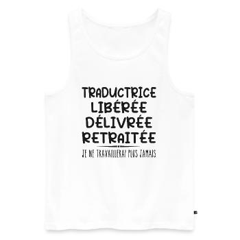 Traductrice célèbre sa retraite avec humour cadeau - Débardeur bio Premium Homme - blanc - Devant - Michal (187cm)