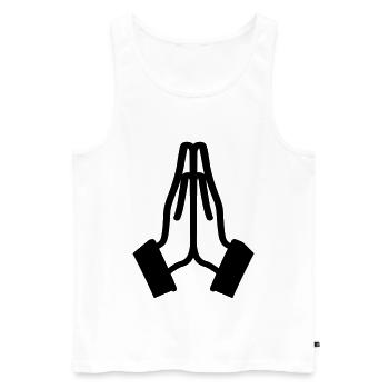 Pray Hands Icon - Men's Premium Organic Tank Top - white - Front - AI Model Male 178 light (178cm)