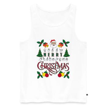 Joyeux Noël en langue des signes américaine - Débardeur bio Premium Homme - blanc - Devant - AI Model Male 178 light (178cm)
