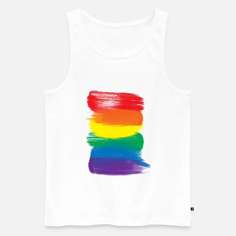 Pride-Malstriche - Pride-Regenbogenfahne - Männer Premium Bio Tank Top - Weiß