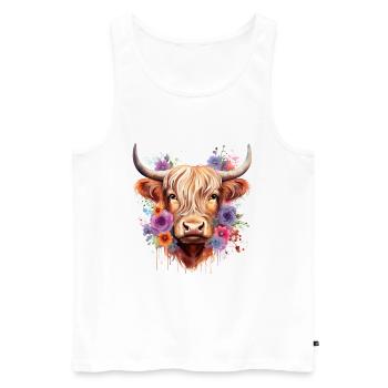 Niedliche schottische Hochlandkuh | Schottische Kuh - Männer Premium Bio Tank Top - Weiß - Vorne - Michal (187cm)