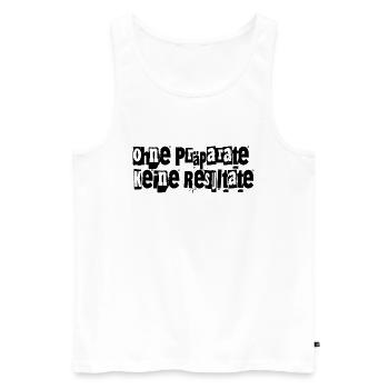 Ohne Präparate keine Resultate lustiger Spruch Gym - Männer Premium Bio Tank Top - Weiß - Vorne - Michal (187cm)