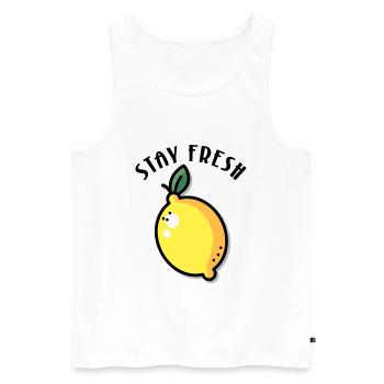 Stay Fresh citron fruit d’été - Débardeur bio Premium Homme - blanc - Devant - AI Model Male 178 light (178cm)
