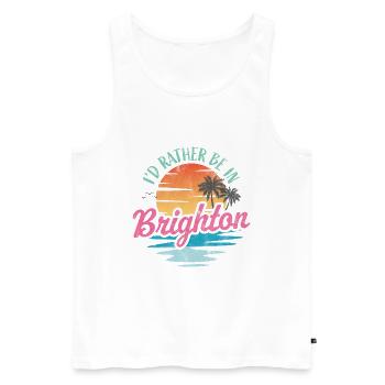 Ich wäre lieber in Brighton - Männer Premium Bio Tank Top - Weiß - Vorne - Michal (187cm)