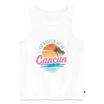 Je préfère être à Cancun - Débardeur bio Premium Homme - blanc - Devant - Michal (187cm)