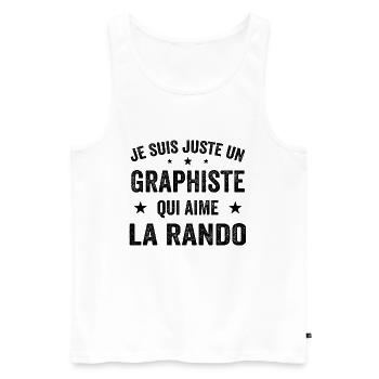 Fier d’être Graphiste et Passionné de Randonnée - Débardeur bio Premium Homme - blanc - Devant - Michal (187cm)