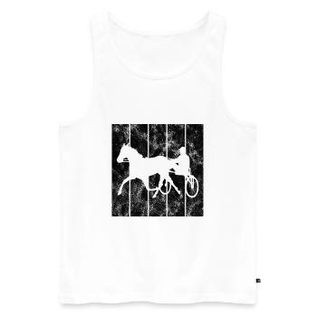 Trotteur trotter dans un style rétro ou vintage - Débardeur bio Premium Homme - blanc - Devant - AI Model Male 178 light (178cm)