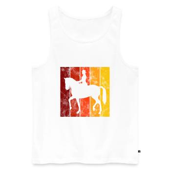 Dressage Cavalier de dressage Cheval d’équitation - Débardeur bio Premium Homme - blanc - Devant - Michal (187cm)