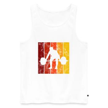 Musculation Bodybuilder GYM Fitnessstudio Retro - Débardeur bio Premium Homme - blanc - Devant - AI Model Male 178 light (178cm)