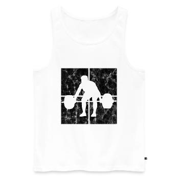 Musculation Bodybuilder GYM Fitnessstudio Retro - Débardeur bio Premium Homme - blanc - Devant - AI Model Male 178 light (178cm)