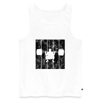 Musculation Bodybuilder GYM Fitnessstudio Retro - Débardeur bio Premium Homme - blanc - Devant - AI Model Male 178 light (178cm)
