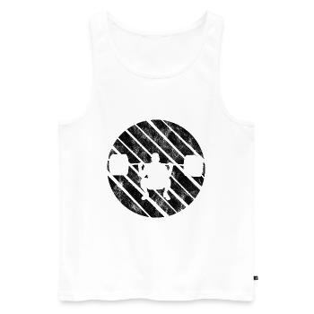 Musculation Bodybuilder GYM Fitnessstudio Retro - Débardeur bio Premium Homme - blanc - Devant - AI Model Male 178 light (178cm)