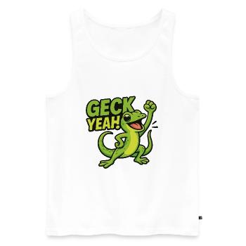 Geck Yeah Gecko Shirt - Männer Premium Bio Tank Top - Weiß - Vorne - Michal (187cm)