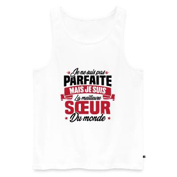 Pas parfaite mais la meilleure Sœur du monde - Débardeur bio Premium Homme - blanc - Devant - AI Model Male 178 light (178cm)