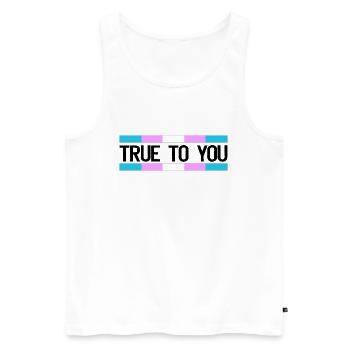 True to you - Transgender Queer LGBTIQ+ Pride - Männer Premium Bio Tank Top - Weiß - Vorne - Michal (187cm)