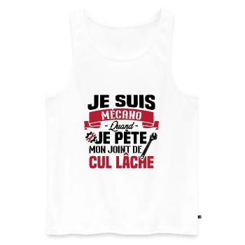 Je suis mécano humour cadeau mécanicien - Débardeur bio Premium Homme - blanc - Devant - Michal (187cm)