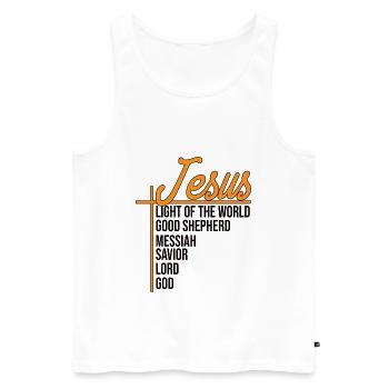 Jésus Lumière du Monde - Jésus-Christ - Débardeur bio Premium Homme - blanc - Devant - Michal (187cm)