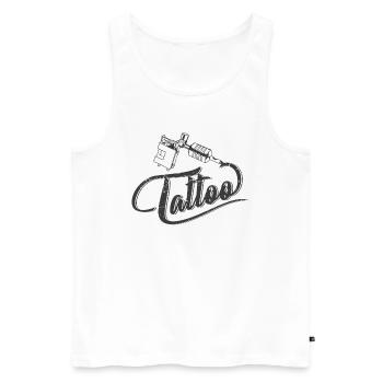Tattoo Maschine Tätowierung Körperkult mit Tattoon - Männer Premium Bio Tank Top - Weiß - Vorne - AI Model Male 178 light (178cm)